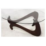 Freeform glass top coffee table, after Noguchi