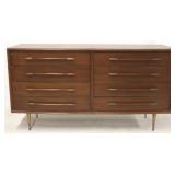 Fabulous mid-century 8 drawer console on metal leg
