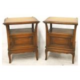 Pair raised panel mid-century bedside stands