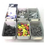 Set of 6 Metal Storage Bins w/ Contents