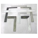 Lot of 8 Metal Rulers and Squares
