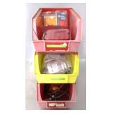 Set of 3 Plastic Storage Bins w/ Contents