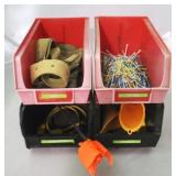 Set of 4 Plastic Storage Bins w/ Contents