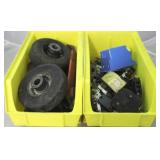 Set of 2 Plastic Storage Bins w/ contents