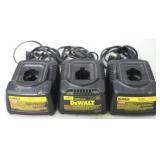 Lot of 3 DeWalt Battery Chargers