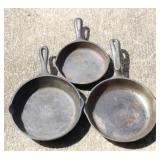 Lot of 3 Cast Iron Frying Pans