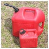 Lot of 2 Plastic Gas Cans - 1 gal & 5 gal