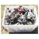 Plastic Tote w/ assorted Fishing Reels