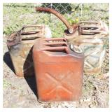 Lot of 3 Metal Gas Cans