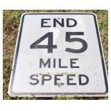 End 45 Mile Speed Limit Sign