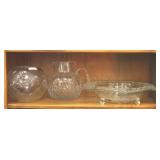 Glass pitcher, vase & bowl