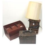 Horse lamp, box & letter holders