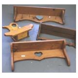 4 Wooden wall shelves