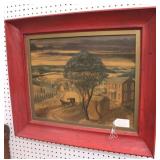 Picture on board of wagon scene