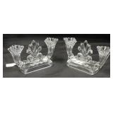 Pair 2 lite elegant glass candlesticks