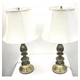 Pair brass lamps