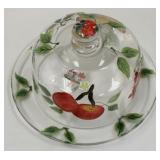 Crystal hand painted cheese dish