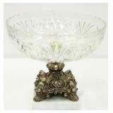 Pressed glass & marble base compote
