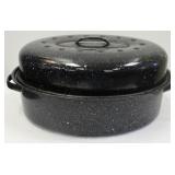 Enamel covered roasting pot