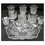 13 Pieces pressed glass Thistle pattern