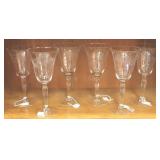 Vintage set of 6 etched water goblets