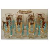 8pc glass set w/ metal carrier