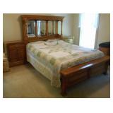Queen Size Bed w/ 2 attached nightstands