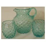3pc Hobnail Glass Pitcher & Tumbler set