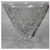 Etched Crystal Fan Vase