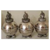 3 pc Silver Plated Clown Banks