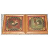 Pair of Rooster Framed Prints