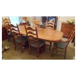 Ashwood Dining Table w/ 2 leaves & 6 chairs