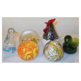 Lot of 6 glass paper weights