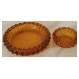 2 pc Fenton Amber Glass Ashtrays