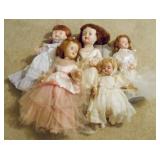 Tray lot of 5 vintage dolls (assorted sizes)