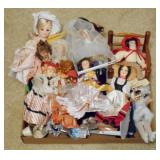 Tray lot of assorted dolls & more (assorted sizes)