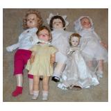 Tray lot of 5 vintage dolls (assorted sizes)