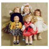 Tray lot of 5 vintage dolls (assorted sizes)