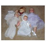 Tray lot of 5 vintage dolls (assorted sizes)