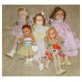 Tray lot of 5 vintage dolls (assorted sizes)