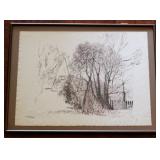 Framed Ink Drawing-signed