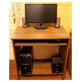 Computer Desk w/HP Computer, Monitor & Speakers