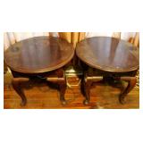 Pair of one drawer round tables