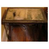 Wood w/ mirror glass top table