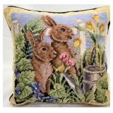 Bunny Needlepoint Pillow