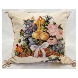 Fruit & Flower Needlepoint Throw Pillow