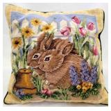 Bunny Needlepoint Pillow