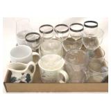 Tray lot of Assorted Mugs & glasses