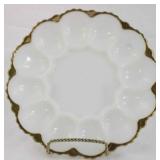 Milk glass deviled egg plate