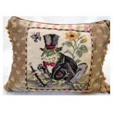 Needlepoint Top Hat Frog Pillow